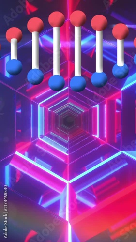 Animation of dna strand over digital tunnel