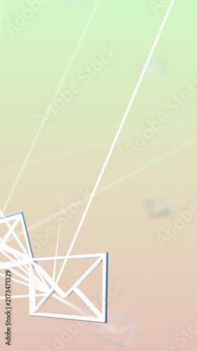 Animation of envelope icons with network of connections