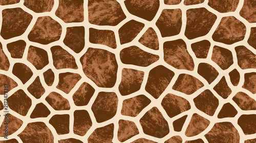 A seamless pattern of giraffe skin texture, featuring irregular brown patches against a lighter background AI generative