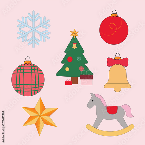 Christmas Icons Set - Hand Drawn Doodle Style Holiday Ornaments Collection