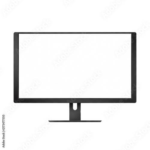 Minimalist black computer display screen on studio background
