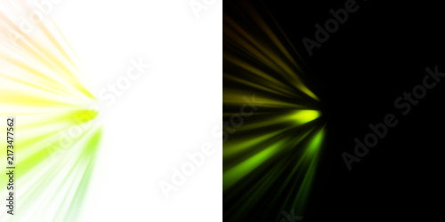 Transparent background with vibrant yellow and green radial light rays. This dynamic sunburst effect is perfect for energetic and futuristic digital designs.
