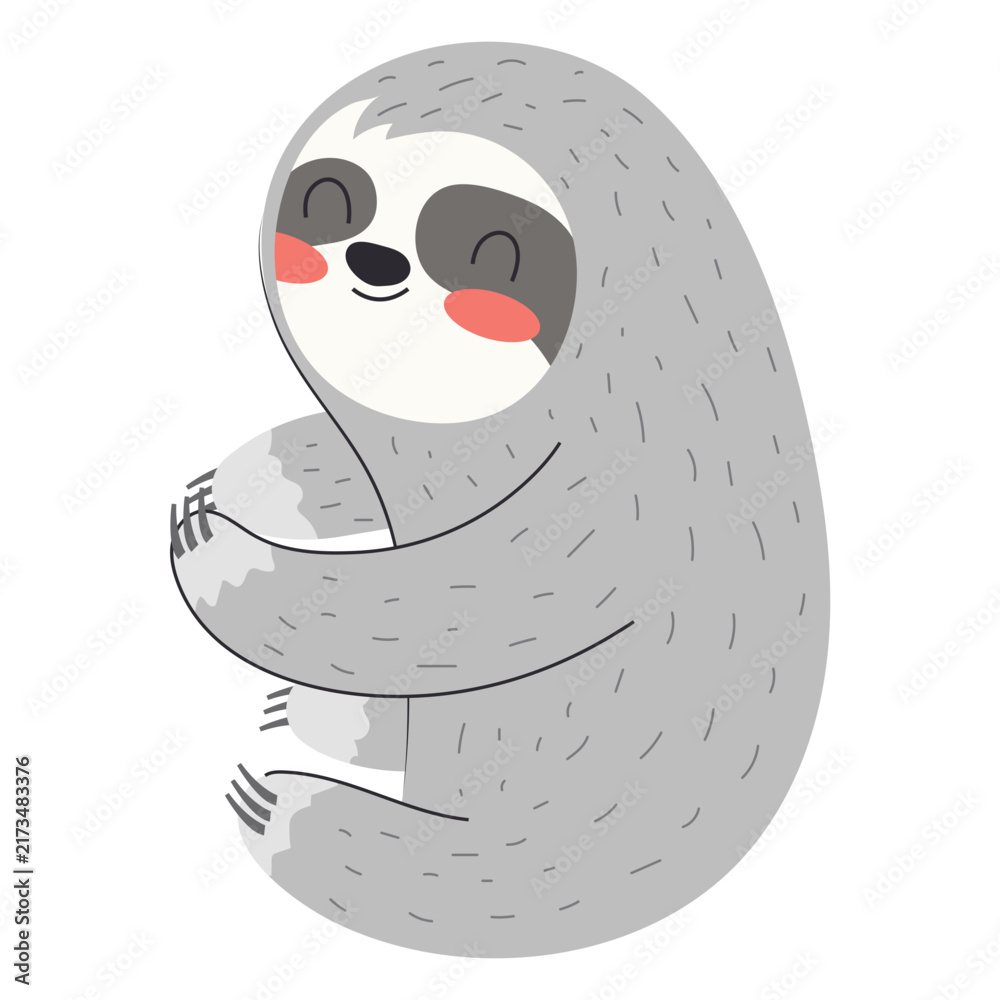 Fototapeta premium Cute sloth flat