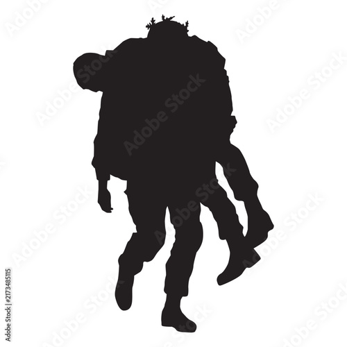 Cuadro en lienzo Sodier silhouette carrying wounded