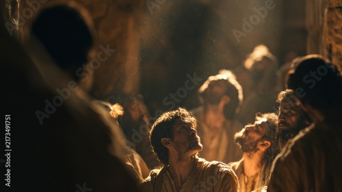 Disciples Await the Holy Spirit in the Upper Room, Cinematic Realism for Pentecost Sermon Series
