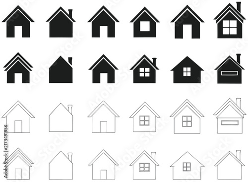 Real Estate Minimalist House Icon Vector Set