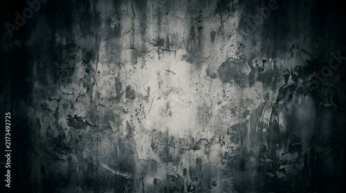 Dark grunge concrete wall texture with distressed surface, weathered stone background with cracks and aged aesthetic for industrial design