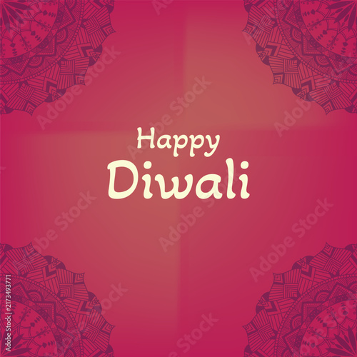 Happy Diwali Indian Festival Celebration background with Diyas and mandala Template, Mandala Background with colourful Gradient.