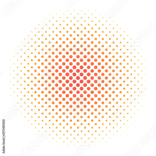 Abstract orange and yellow gradient circular halftone dot vector