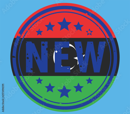фотографія The Libya stamp design flag vector and illustration with the blue colour backgro