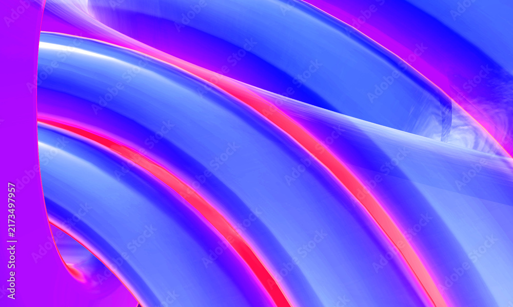 Fototapeta premium Abstract 3d background with smooth flowing blue and magenta neon light curves