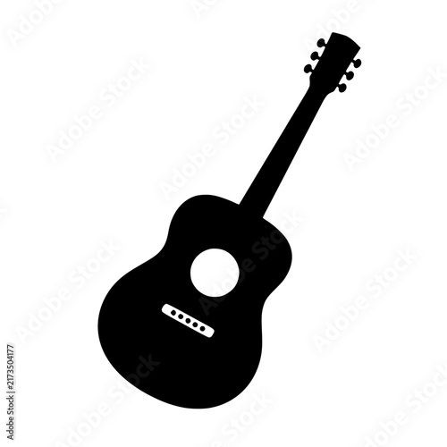 Quadro su tela Acoustic guitar icon flat outline in black