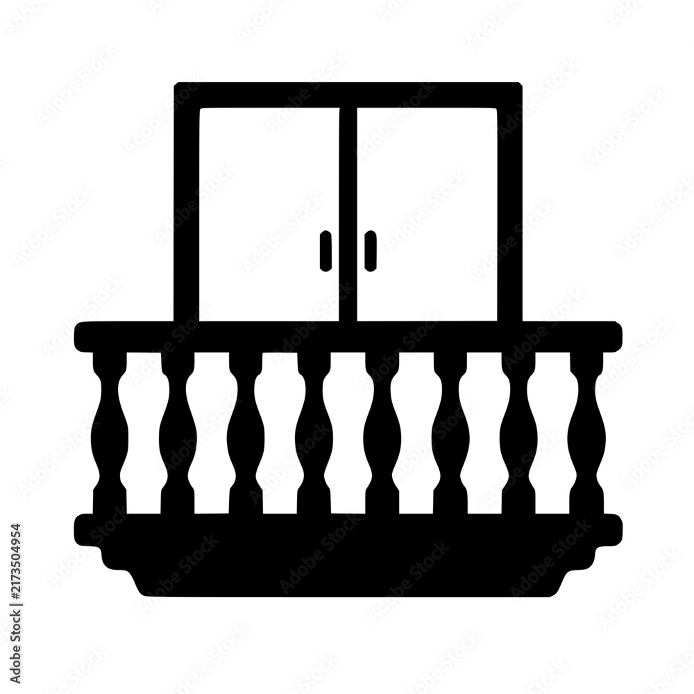 Naklejka premium Balcony icon flat outline in black