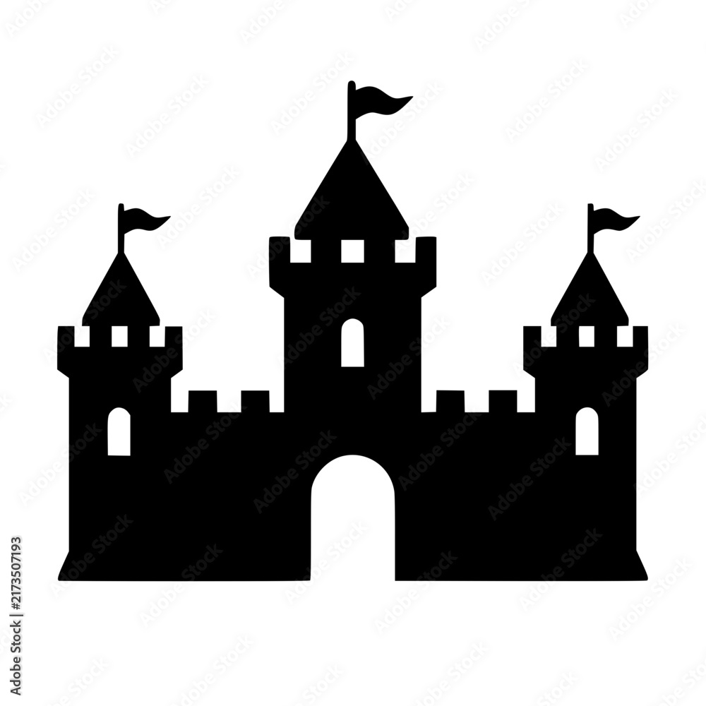 Obraz premium Castle icon flat outline in black