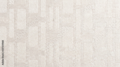 Canvas Print White jacquard fabric with geometric woven pattern