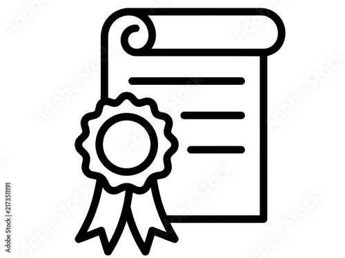 A simple and nice certificate icon with a perfect seal and ribbon vector illustration of a diploma or award document