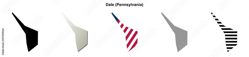 Obraz premium Dale (Pennsylvania) blank outline map set