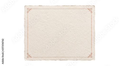 Cream Handmade Paper Frame with Terracotta Floral Corners on a transparent background