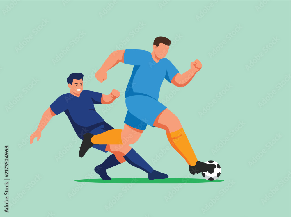 Fototapeta premium Soccer Players Competing for Ball