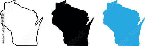 Map of wisconsin vector illustration outline silhouette for geographical design projects.