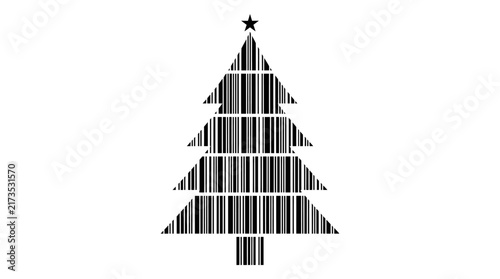 Stylized Barcode Christmas Tree with Star Topper.