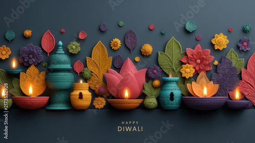 Colorful Moroccan lanterns, ceramic vases and flowers arranged as an ornate festive display, vibrant cultural decor, Ramadan celebration.