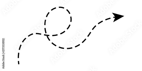 Картината върху платно Black dashed arrow line with a loop shape pointing forward