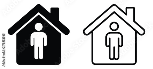Принти на полотні House icon with person inside