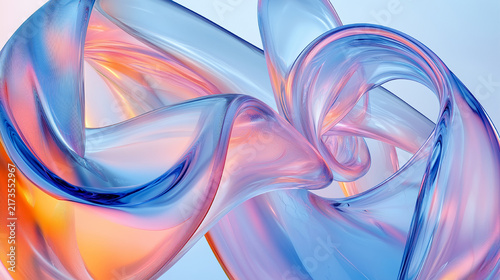 Technology design built around ribbon and architecture. Background illustration presenting architecture and backdrop. Visuals combine swirl, violet, motion, minimalism and gray.