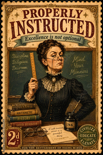 Properly Instructed Vintage Victorian Woman Poster