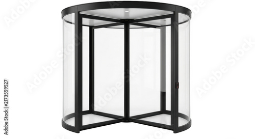 Modern glass revolving entry door isolated on transparent background