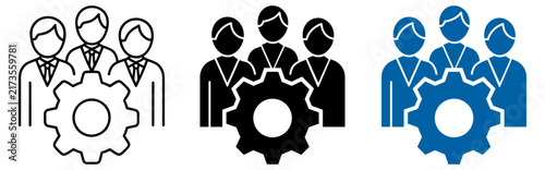 Business team with gear icon for management and teamwork concepts