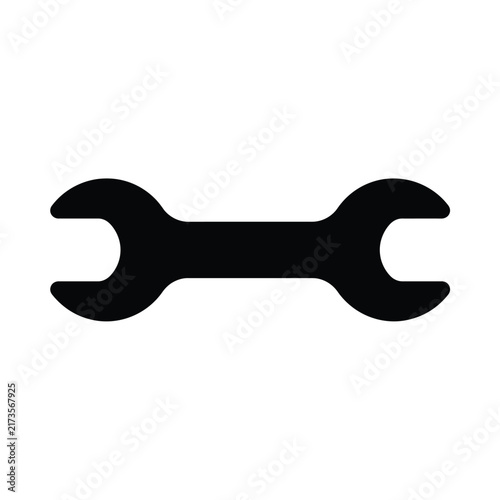 Black Wrench Silhouette Vector Icon. Settings, Maintenance and Repair