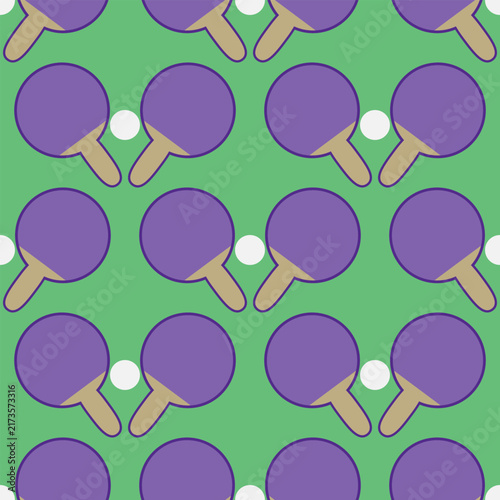 Seamless pattern with table tennis rackets and balls