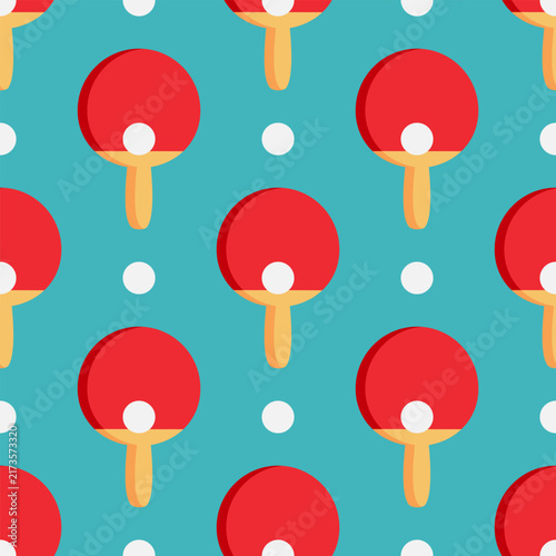 Seamless pattern with table tennis rackets and balls
