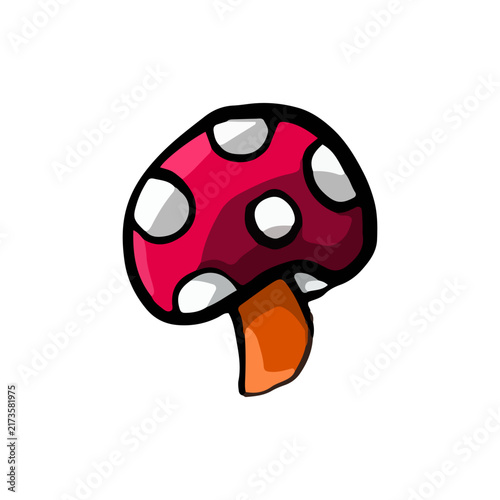 Quadro su tela Cute illustration of a magic mushroom Halloween illustration