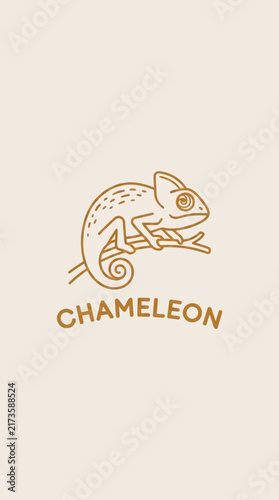 Фотография Golden Chameleon Logo Illustration Design.