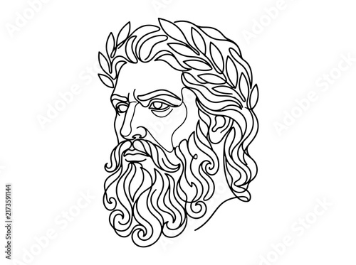 Classical Greek Philosopher Line Art Portrait