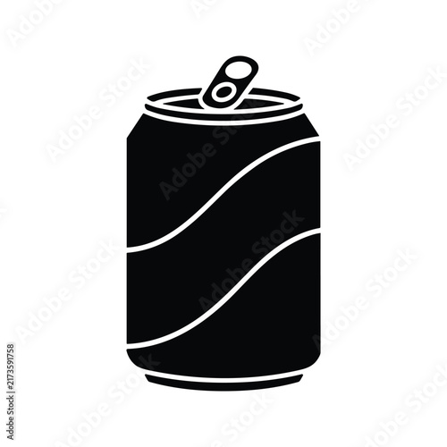 Soda can silhouette beverage container icon vector style for soft drink packaging design