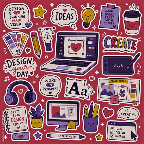 Creative Design Studio Sticker Collection for Visual Artists