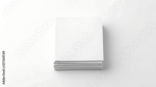 Clean Square Business Card Mockup Stack Isolated on White Background for Branding Identity Design Presentation Minimalist Stationery Flyer Paper Template Top View 3D Rendering