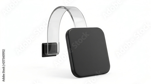 Black Square Shelf Wobbler with Transparent Flexible Arm, 3D Render Realistic Point of Sale POS Advertising Mockup Isolated on White Background for Retail Marketing and Pricing