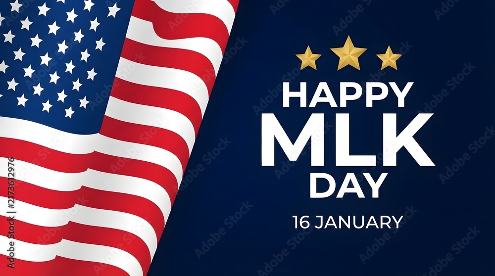 Obraz premium Honoring martin luther king jr day with american flag and festive typography