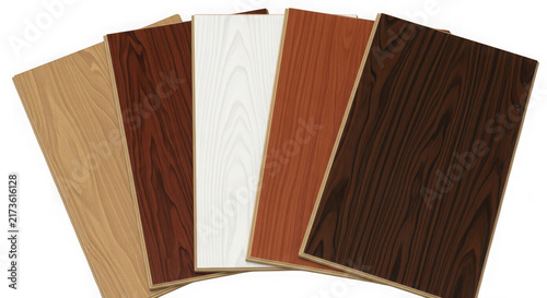 Set of various wooden texture samples in different shades and colors isolated on transparent background
