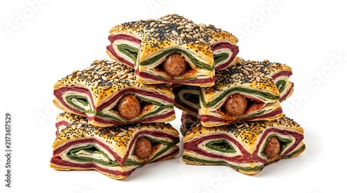 Creative Star-Shaped Pastries with Sausages and Seeds