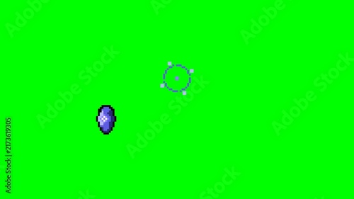 Pixel Art Blue Gems with Aiming Reticle on Green Screen