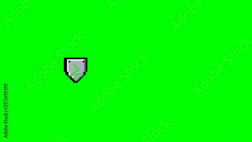 Pixel Art Shield Health Bar for Video Games on Green Screen