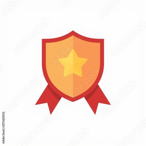 Shield with Star Badge Symbolizing Security and Protection