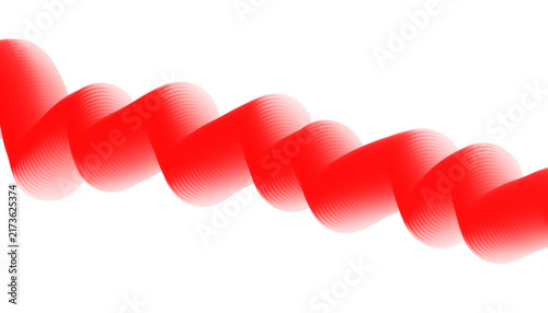 Abstract red 3d spiral shape with soft gradient texture isolated on white background