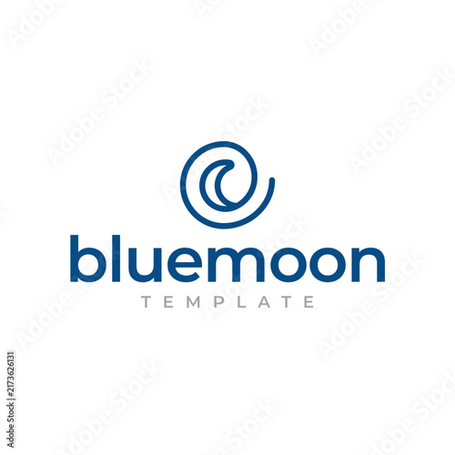 Blue Moon Minimalist Logo Vector Icon